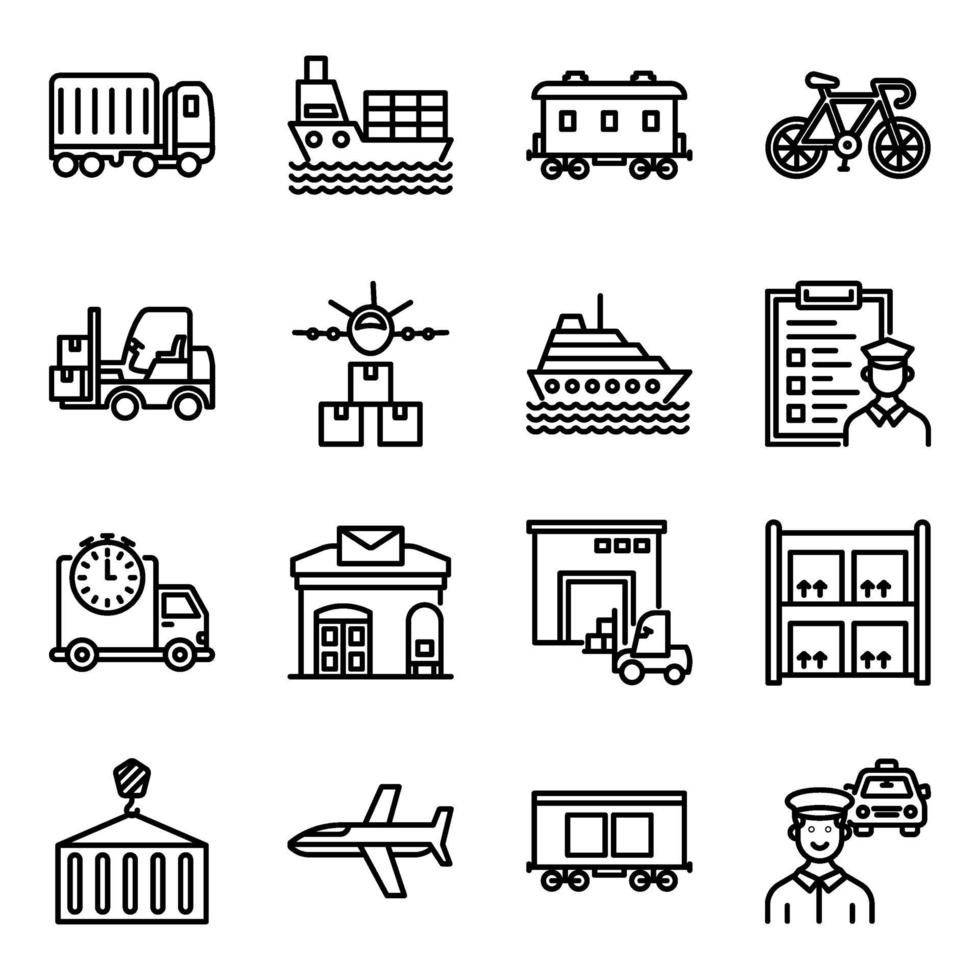 Pack of Transport Linear Icons vector