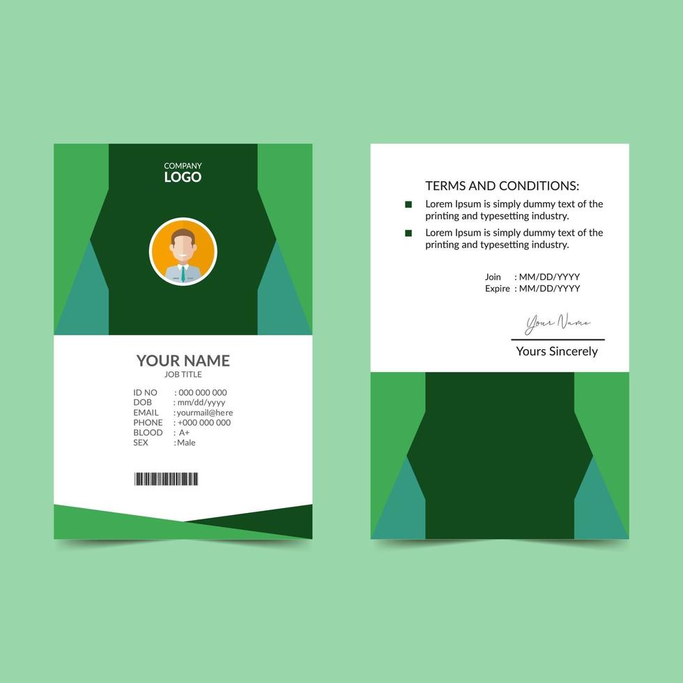 Green Elegant ID Card Design Template vector