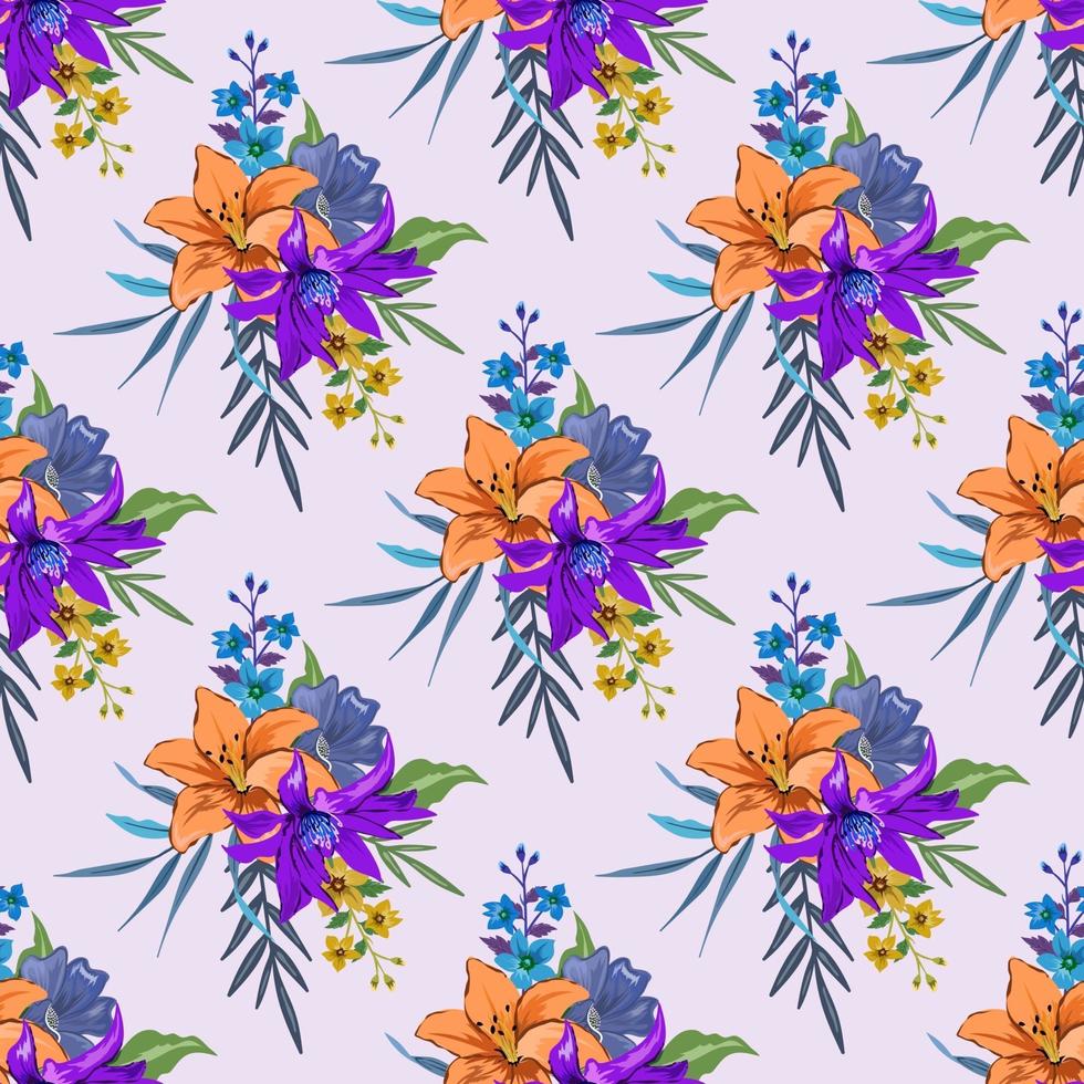 patrón sin fisuras con la colorida ilustración de diseño floral botánico. vector