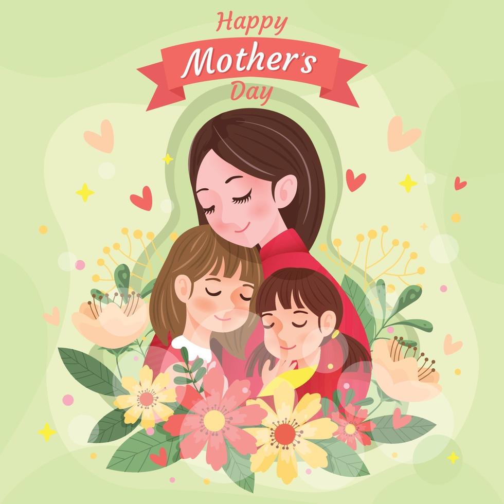 Mother Hug Her Daughter with Love vector