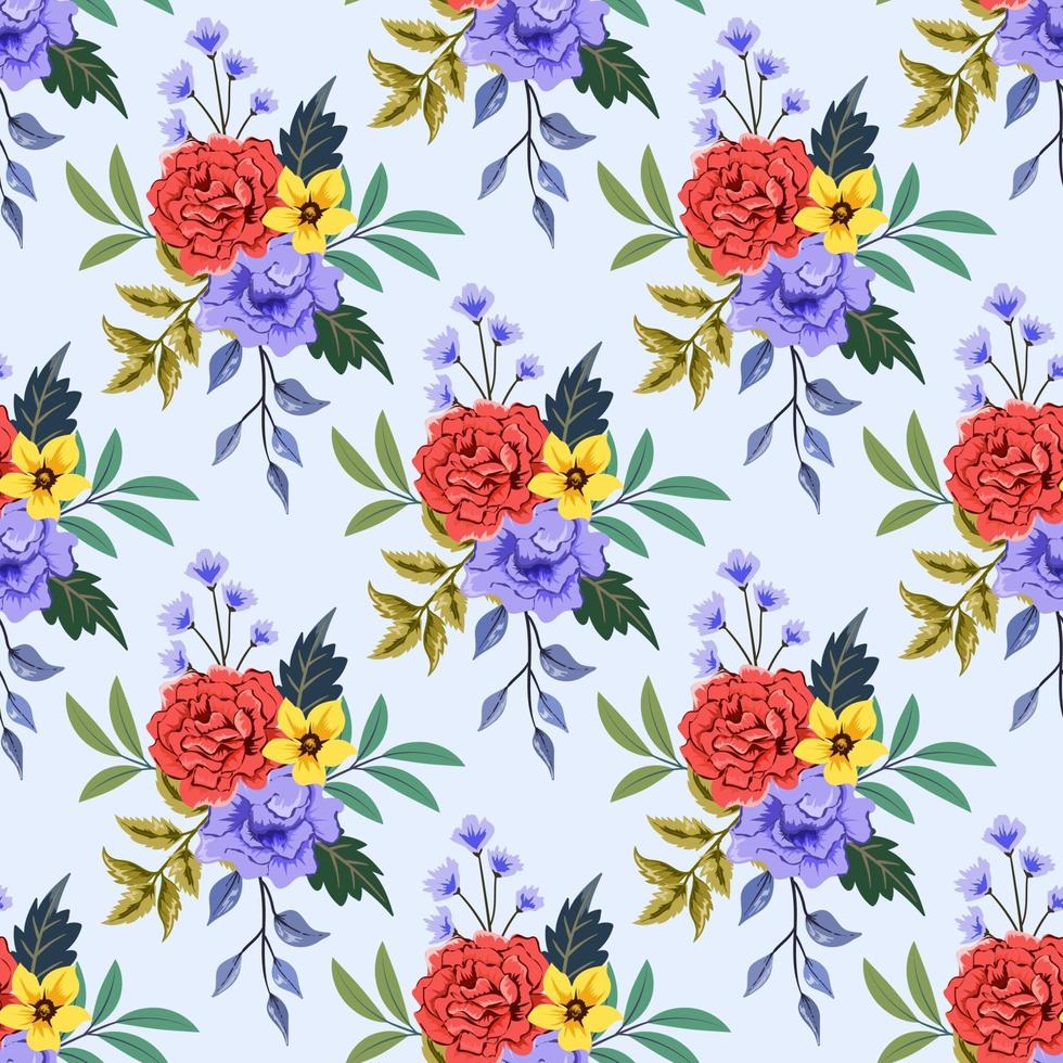 Seamless pattern with colorful botanical floral design illustration. vector