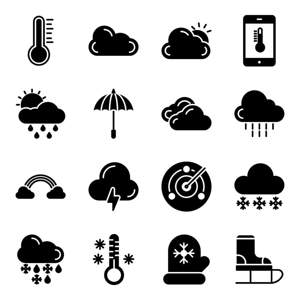 Pack of Weather Solid Icons vector