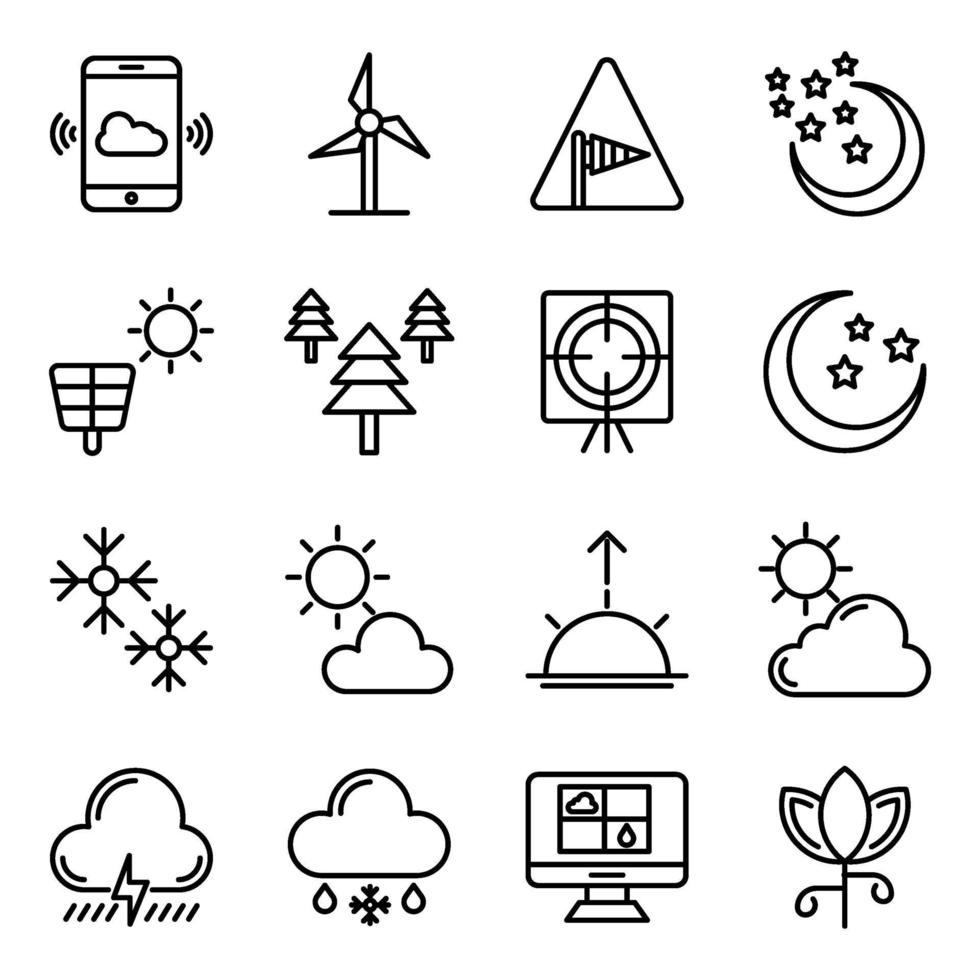 Pack of Weather Forecast Linear Icons vector