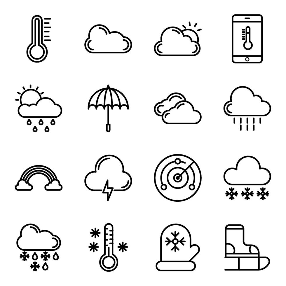 paquete de iconos lineales del clima vector