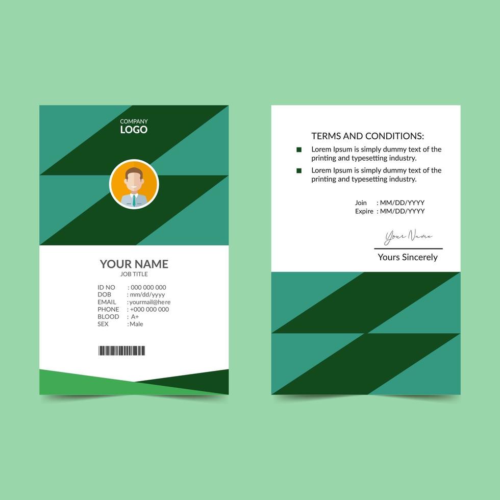 Green Elegant ID Card Design Template vector