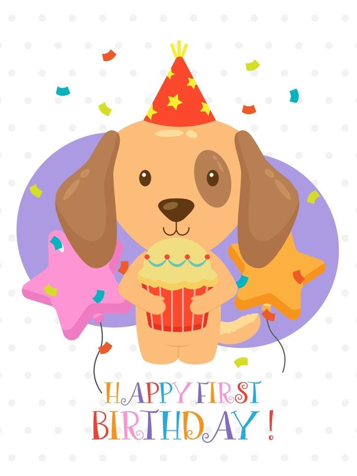 Lovely First Birthday Card Design vector