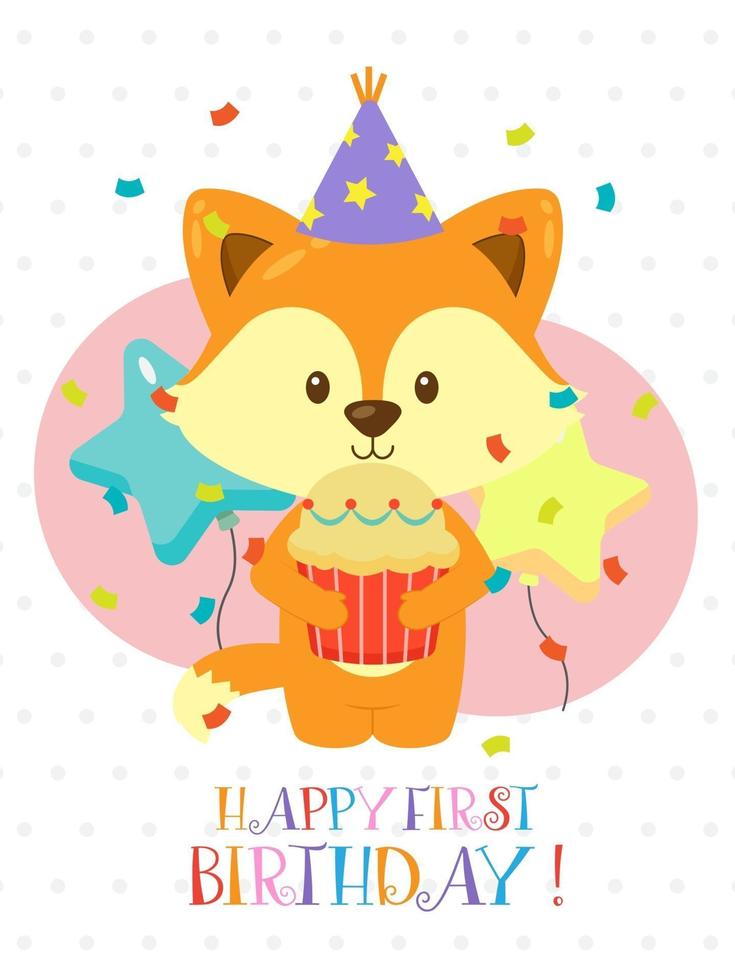 Lovely First Birthday Card Design vector