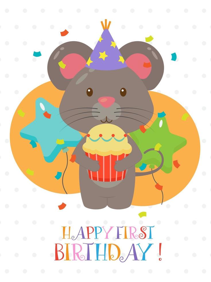 Lovely First Birthday Card Design vector