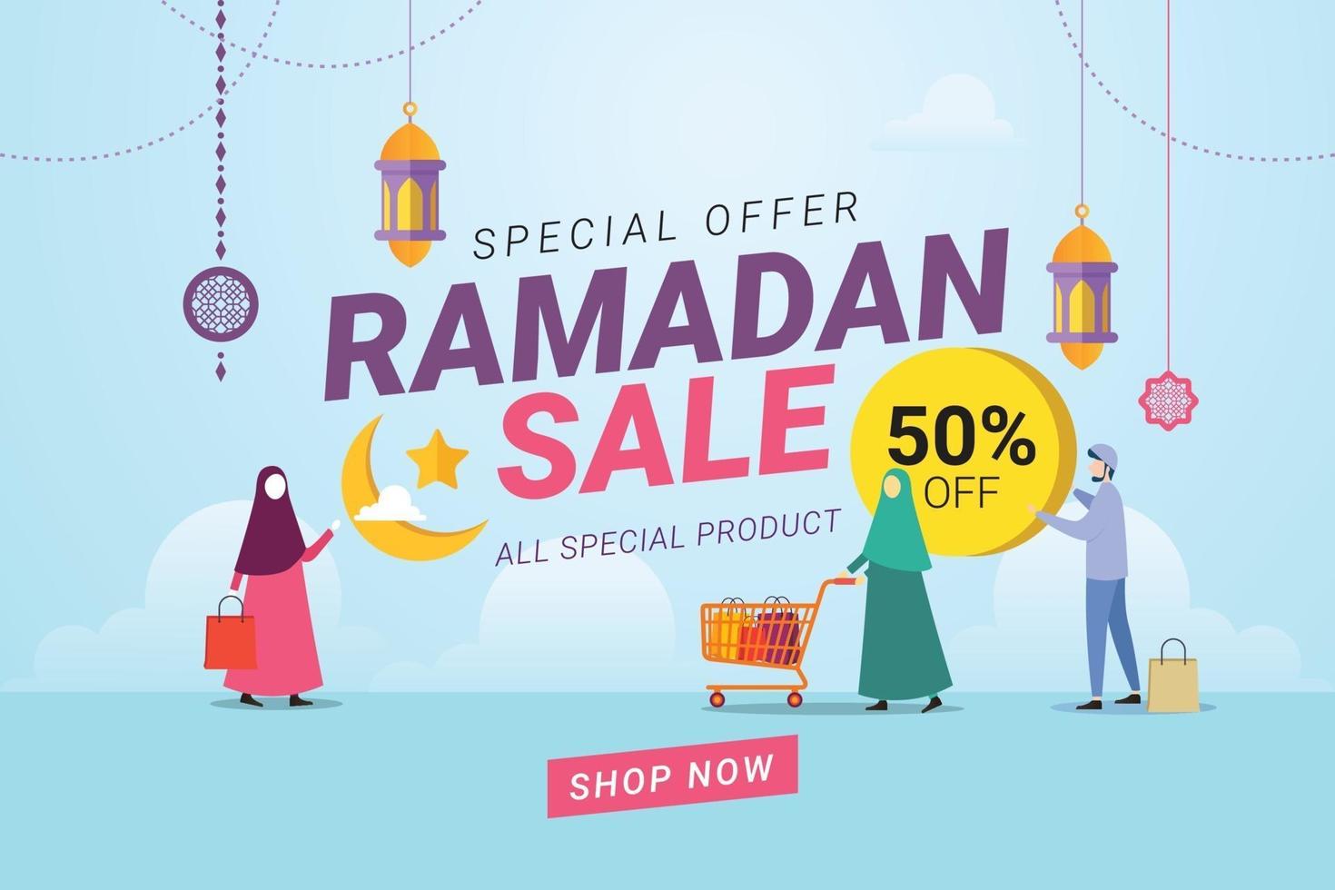 Ramadan Sale banner discount promotion vector