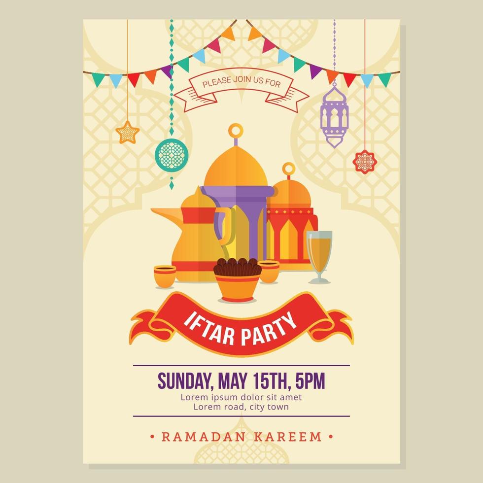 Iftar party template poster for ramadan season holy month vector