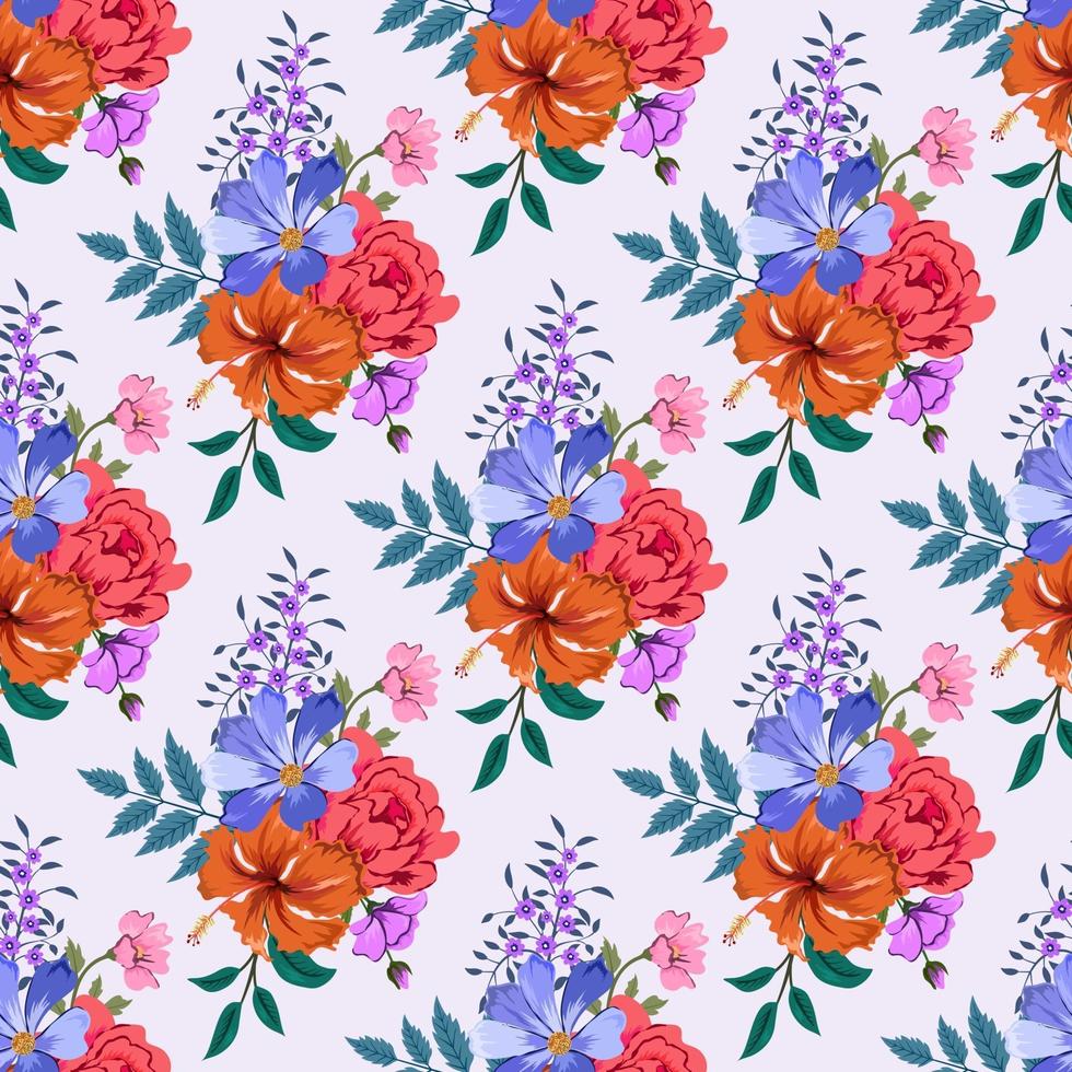 Seamless pattern with colorful botanical floral design illustration. vector