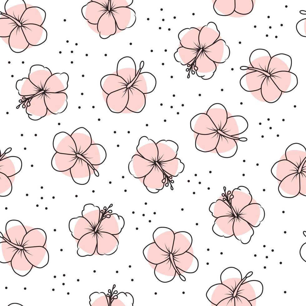 Seamless pattern with shoeblackplant flower or Chinese hibiscus vector