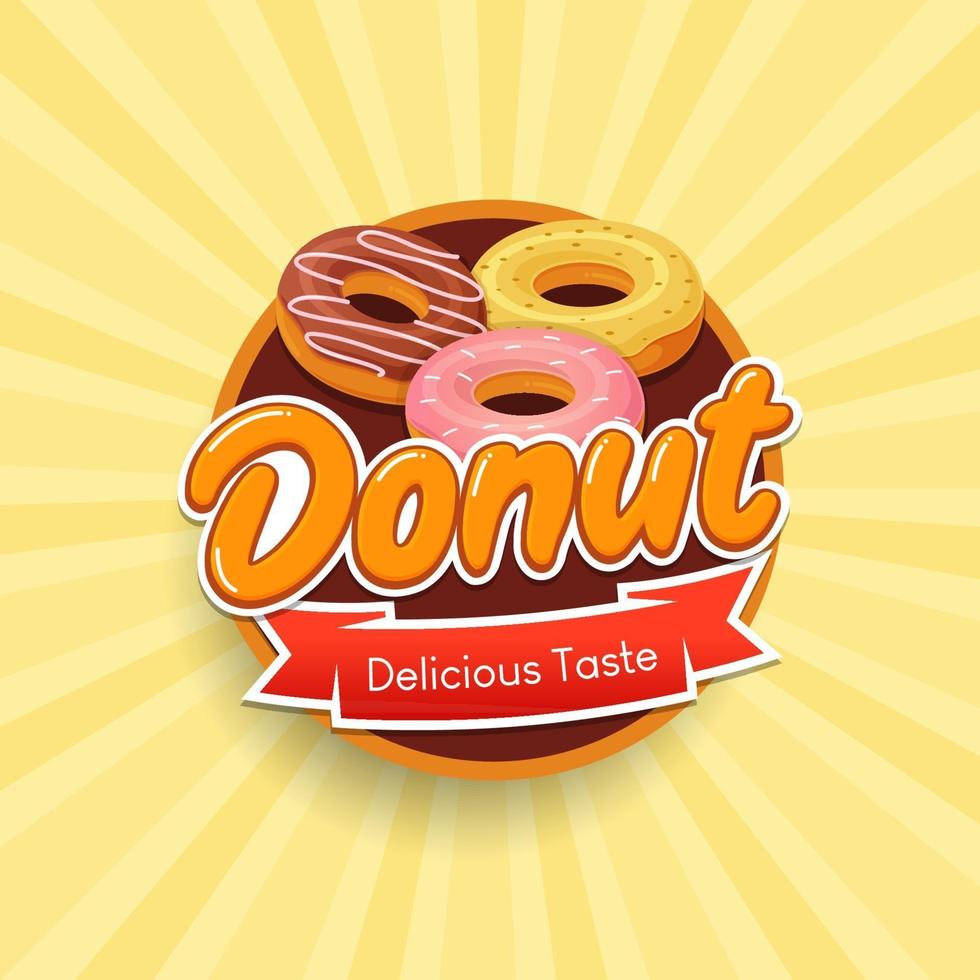 Donuts cake label food badge vector illustration