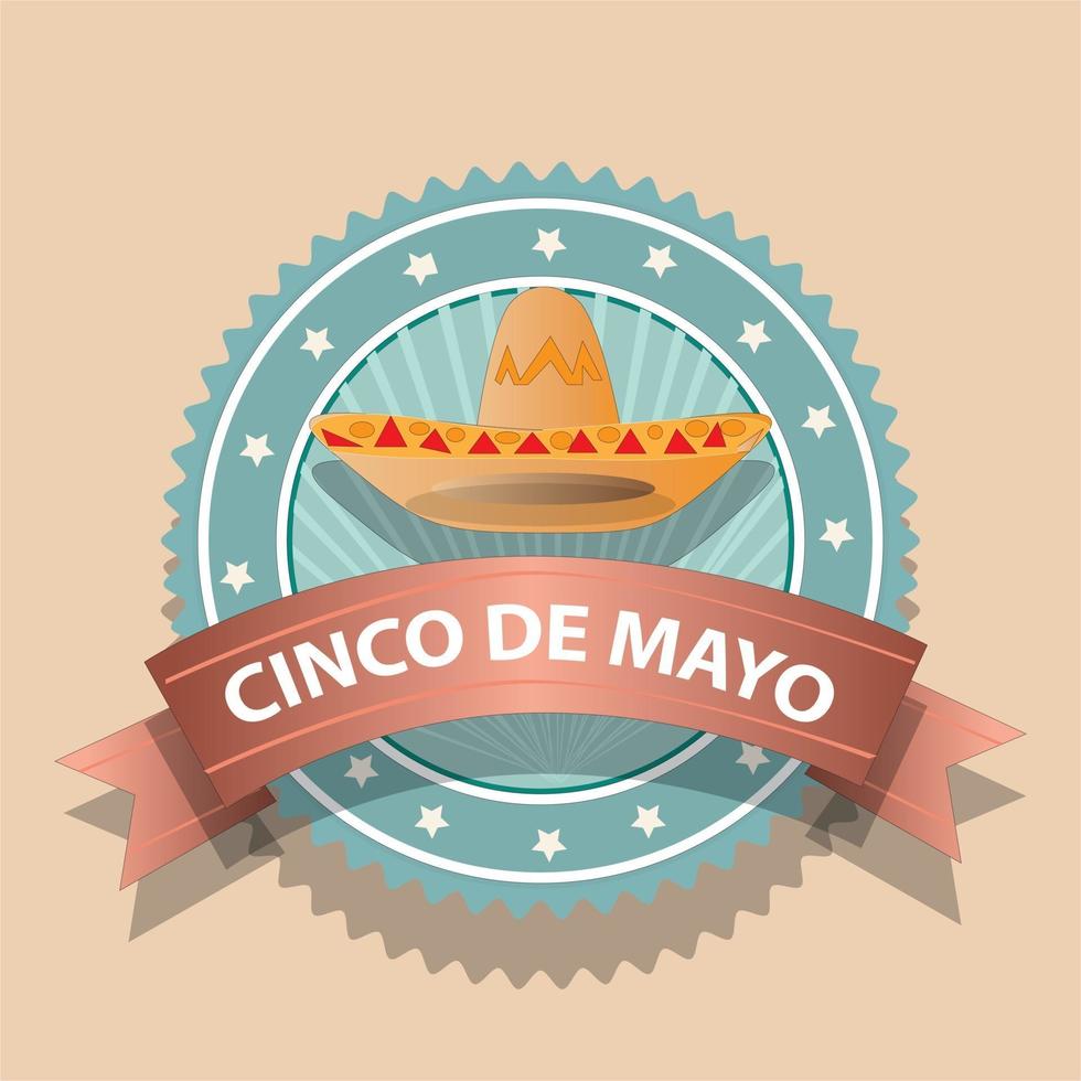 insignia y cartel del cinco de mayo vector