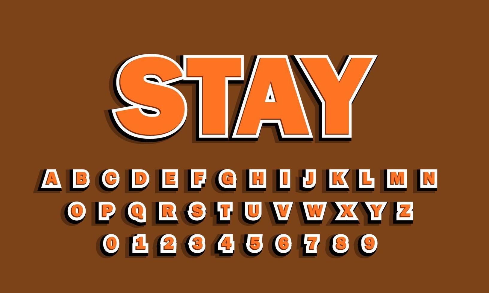 text effect stay font alphabet vector