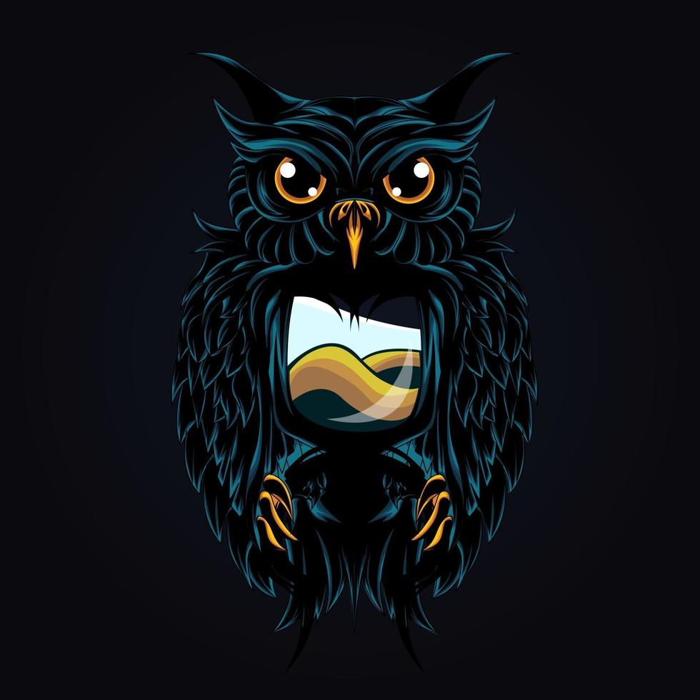 big owl artwork illustration vector