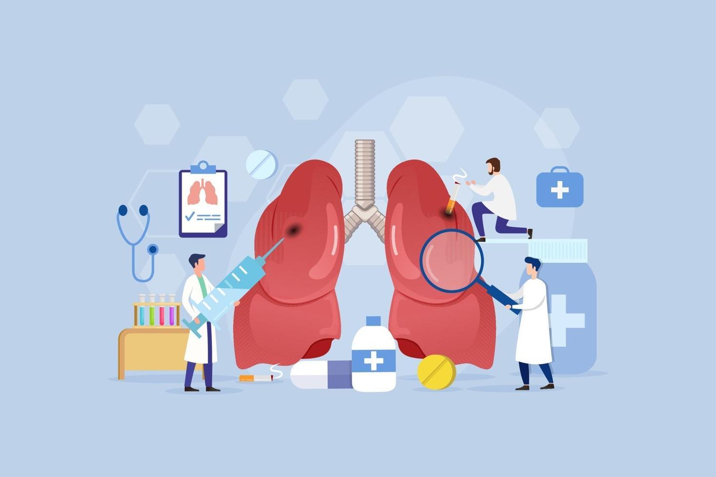 concepto de diseño de proceso moderno de tratamiento pulmonar vector