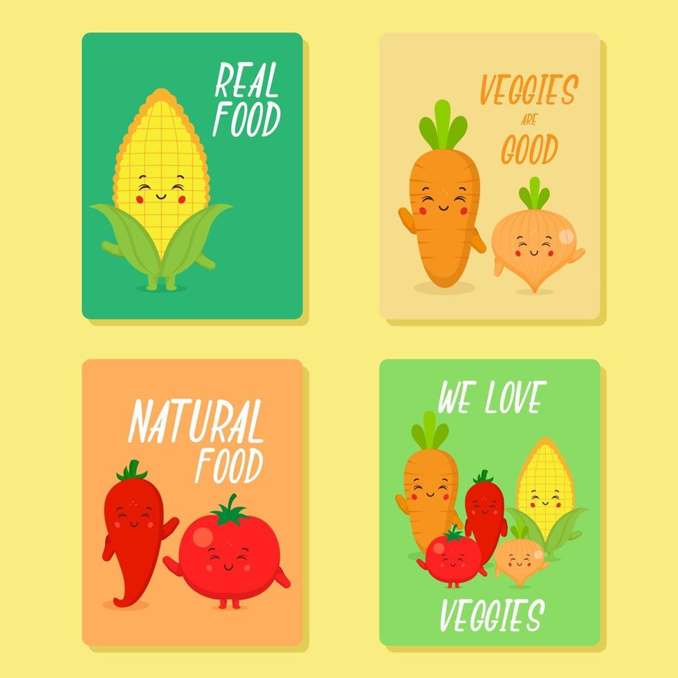 Hand Drawn Food Card Collection vector