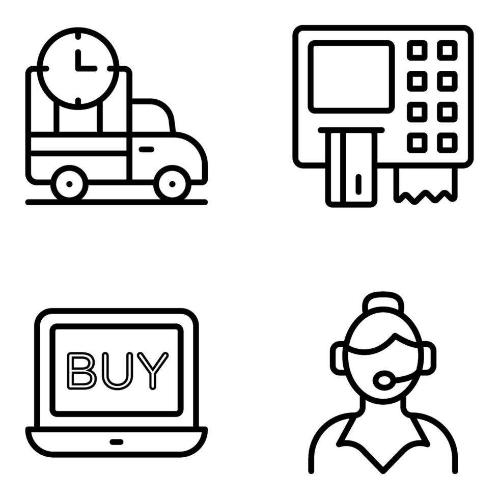 paquete de compra y compra de iconos lineales. vector