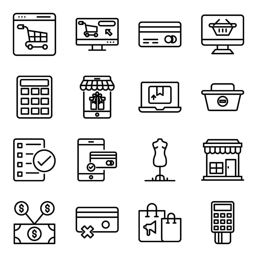 Pack of Buying Linear Icons vector