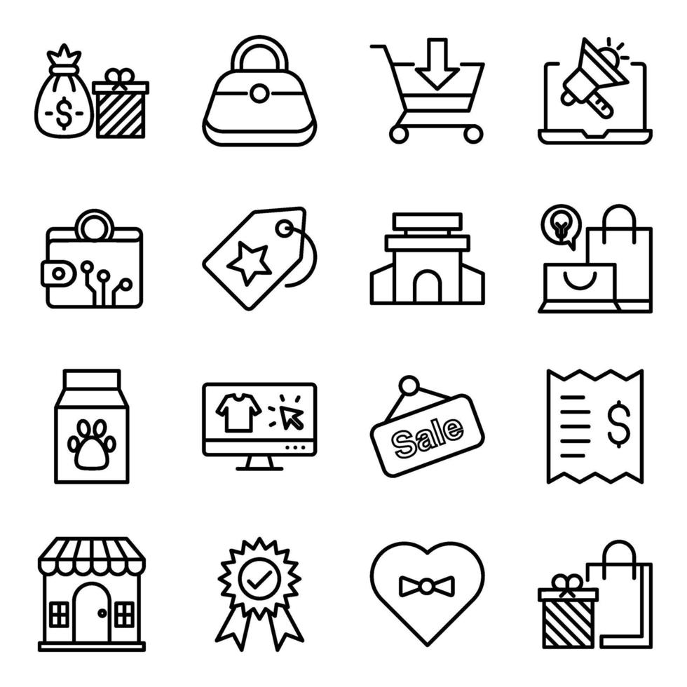 Pack of Shopping and Commerce Linear Icons vector