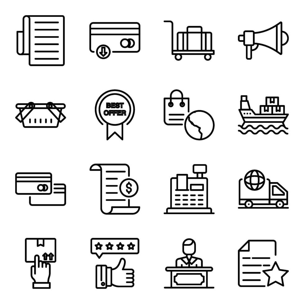 Pack of Purchasing Linear Icons vector