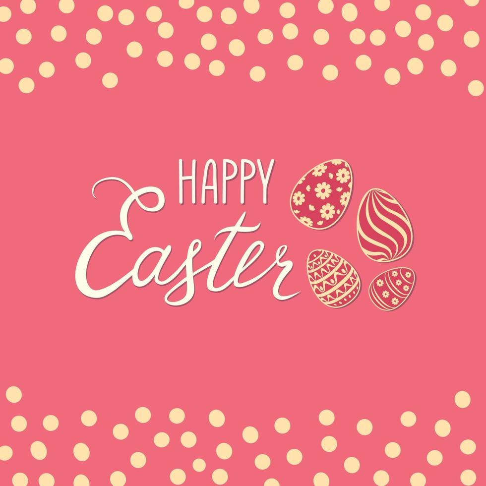 Happy Easter greeting card with decorative eggs vector