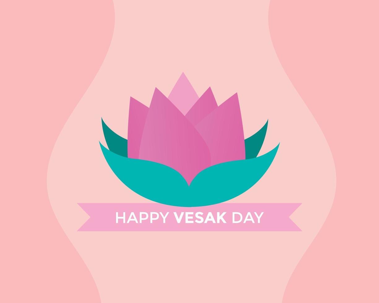 Happy Vesak Day Flat Greeting Card vector