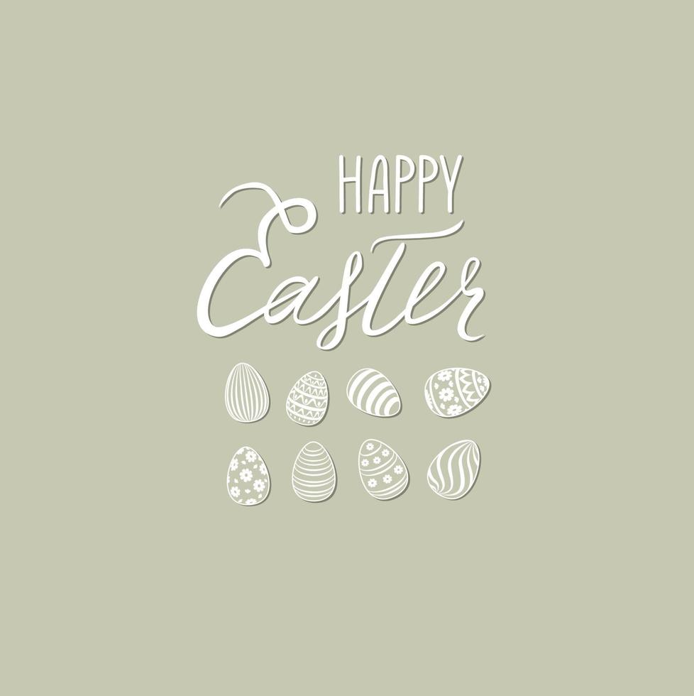 Happy Easter greeting card with decorated eggs vector