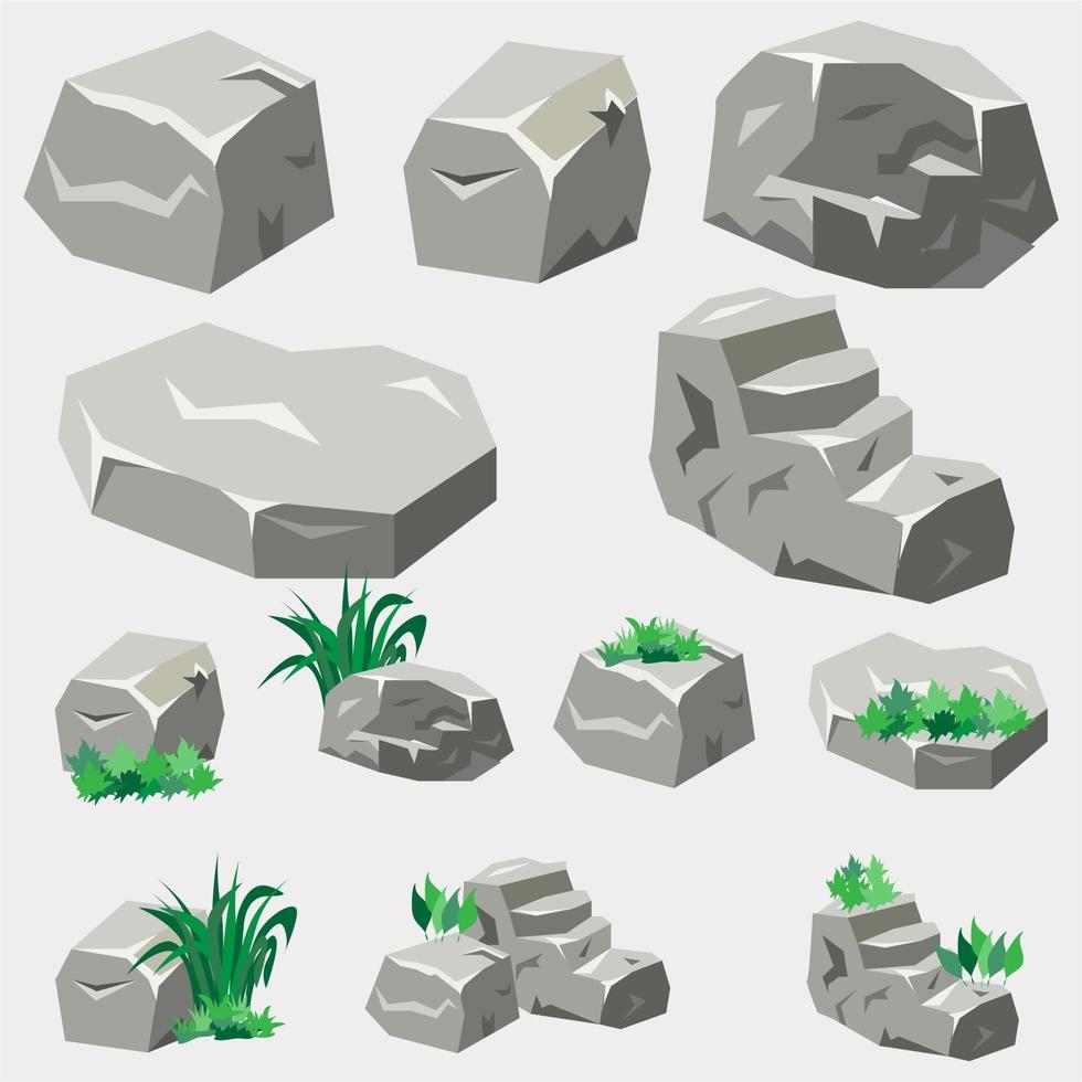 conjunto de rocas y piedras vector