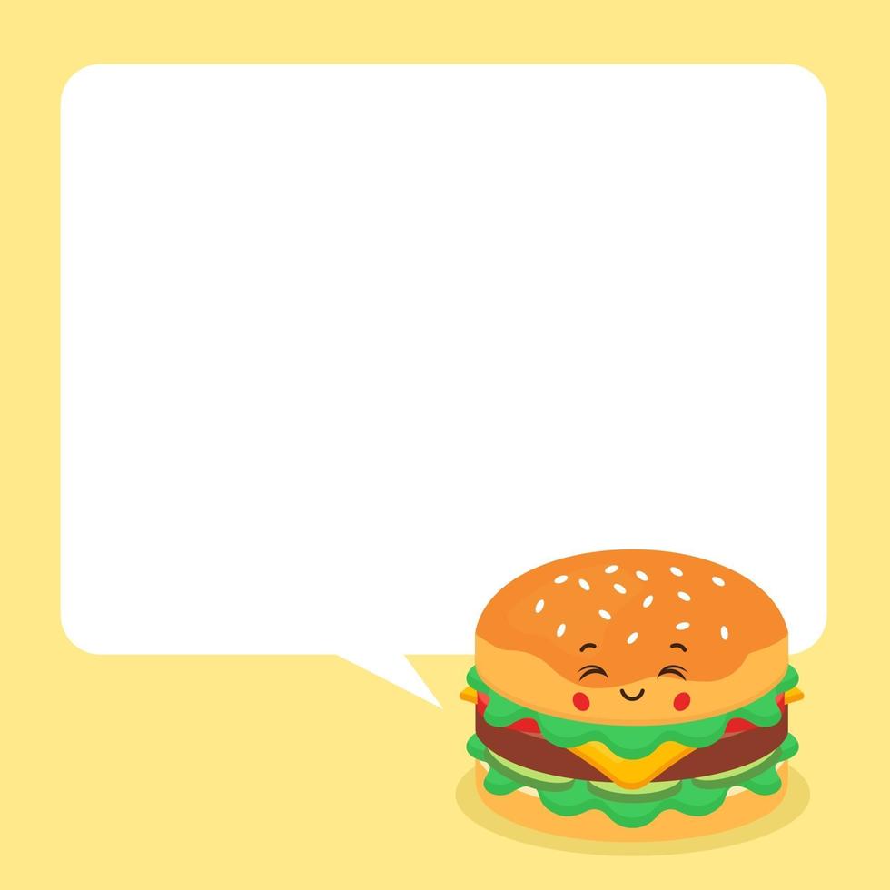 Cute Burger with Speech Bubble vector