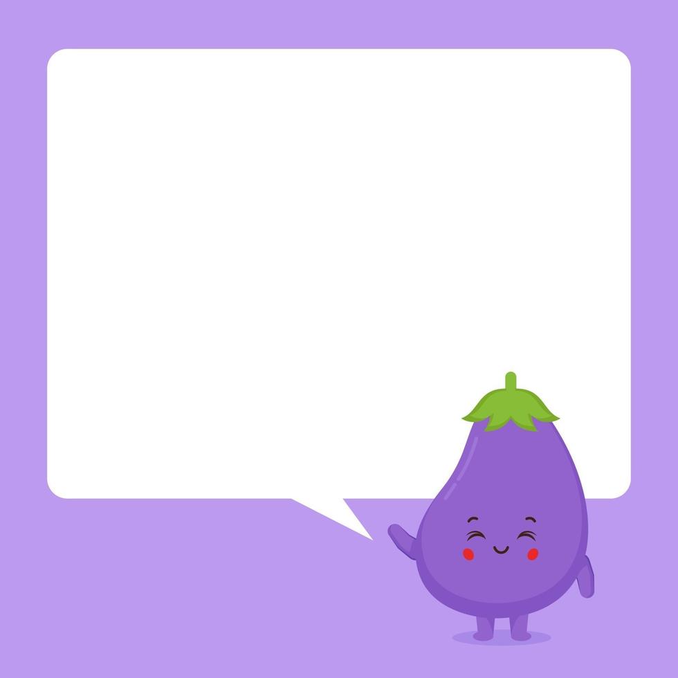 Cute Eggplant with Speech Bubbles vector