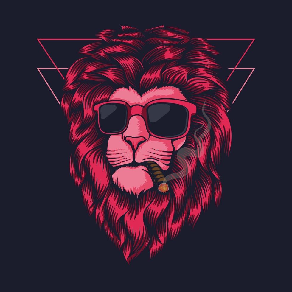 Pink Lion smoking vector illustration