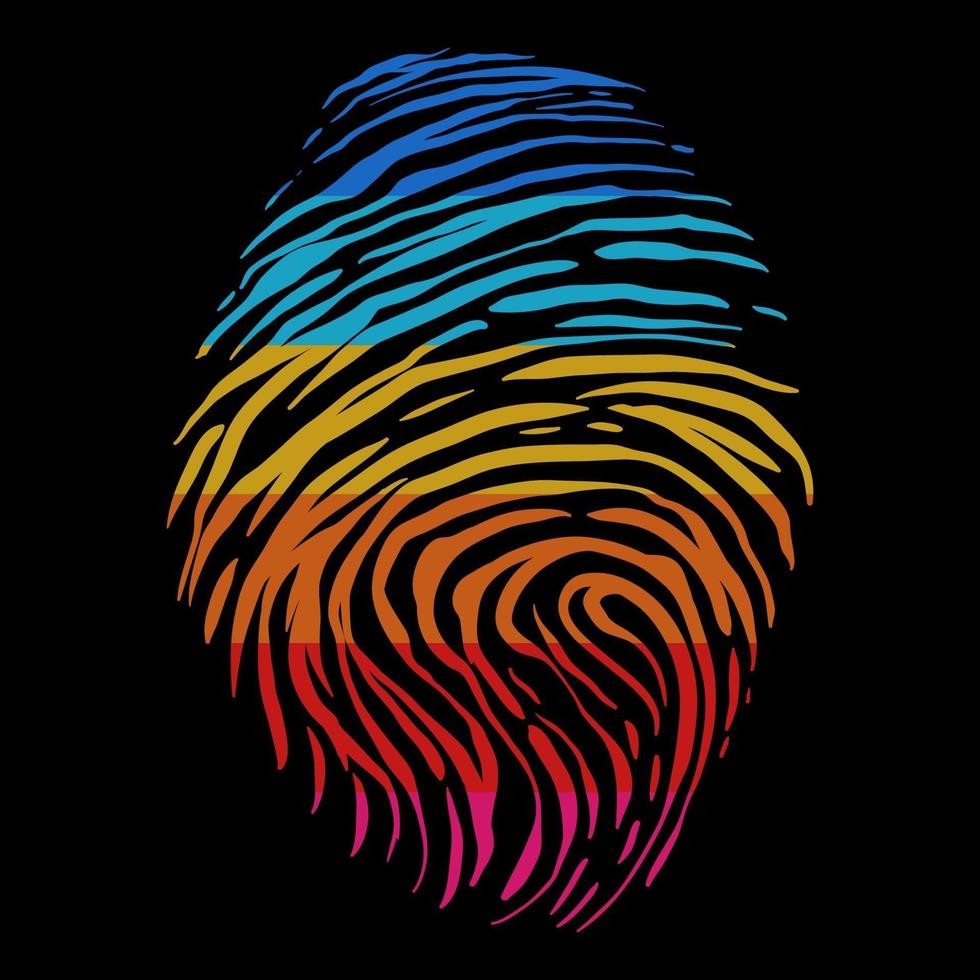 retro color fingerprint vector illustration