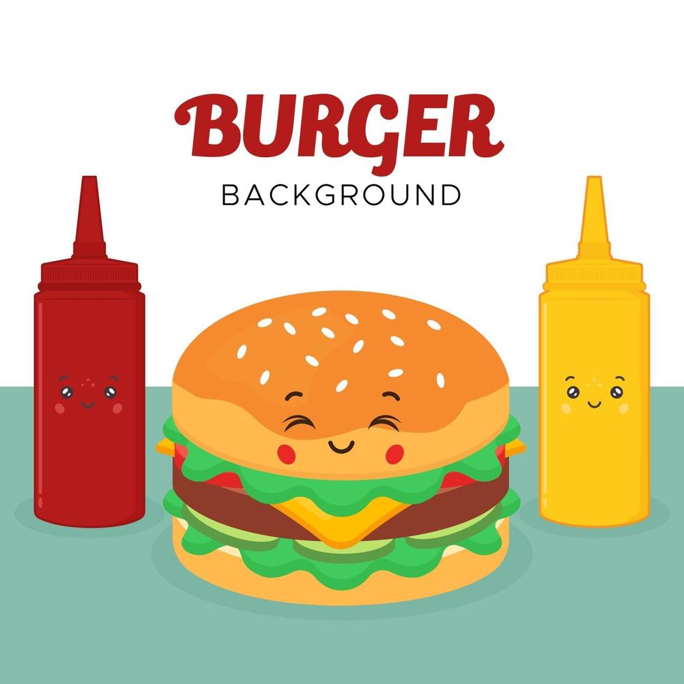 Great Background with Burger Sauces Characters Set vector