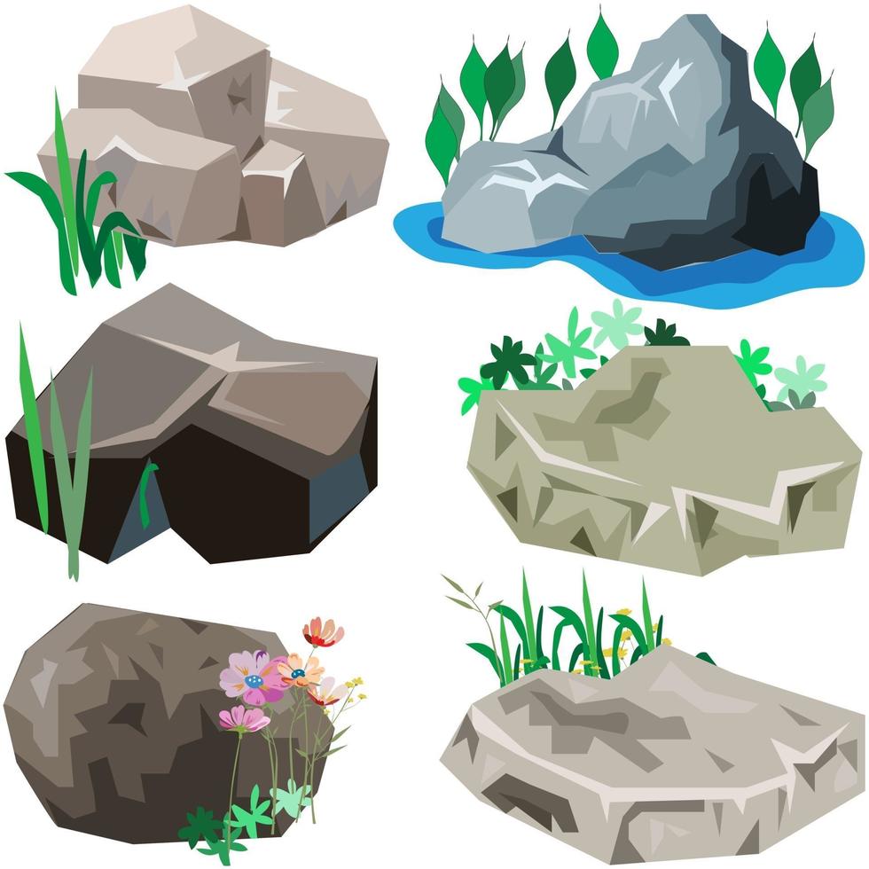 conjunto de rocas y piedras vector