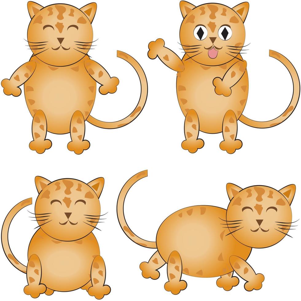 conjunto de gato de dibujos animados plano simple vector