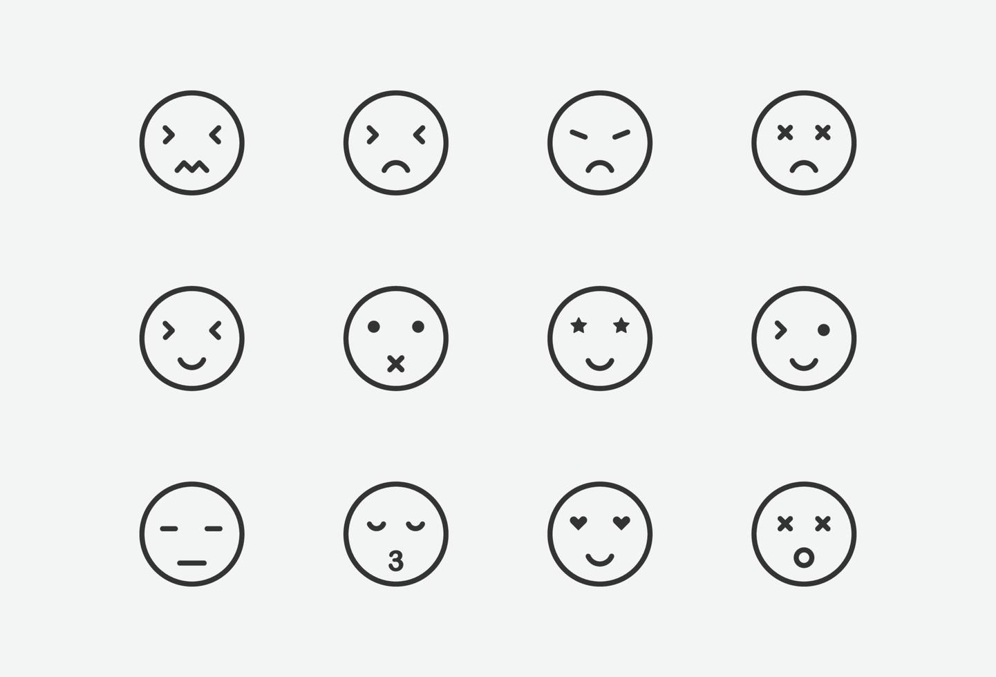vector illustration of emoji icon set on grey background