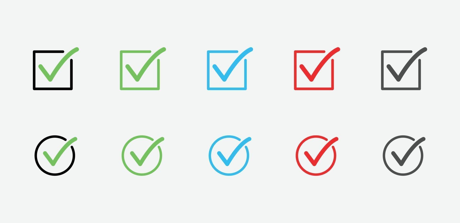 check mark icons. set of check marks. Green tick, yes or no, accept and decline symbol. Check mark OK icon for website and mobile app vector