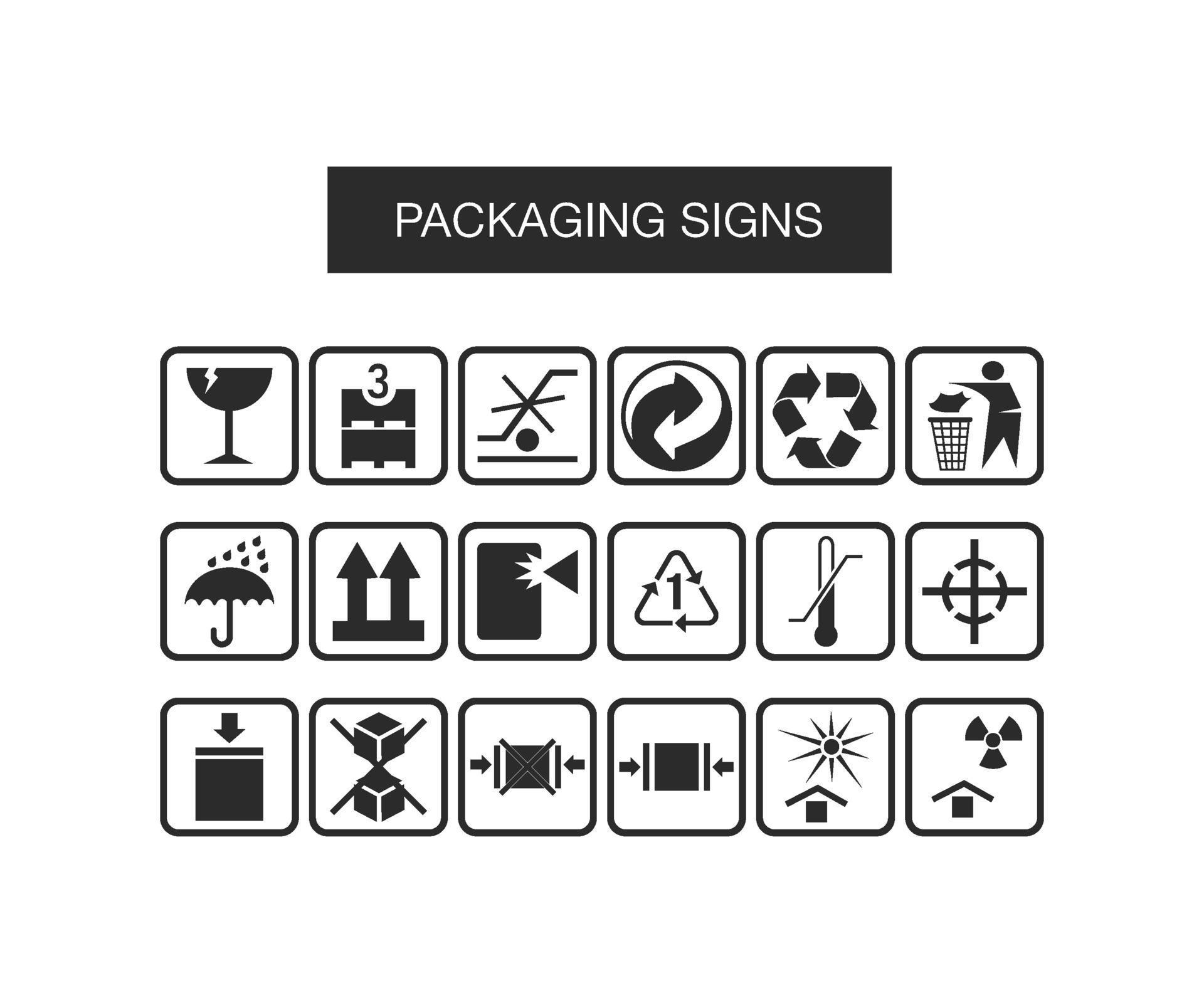 Package icon. Product package icon. Product symbols. Packaging icon