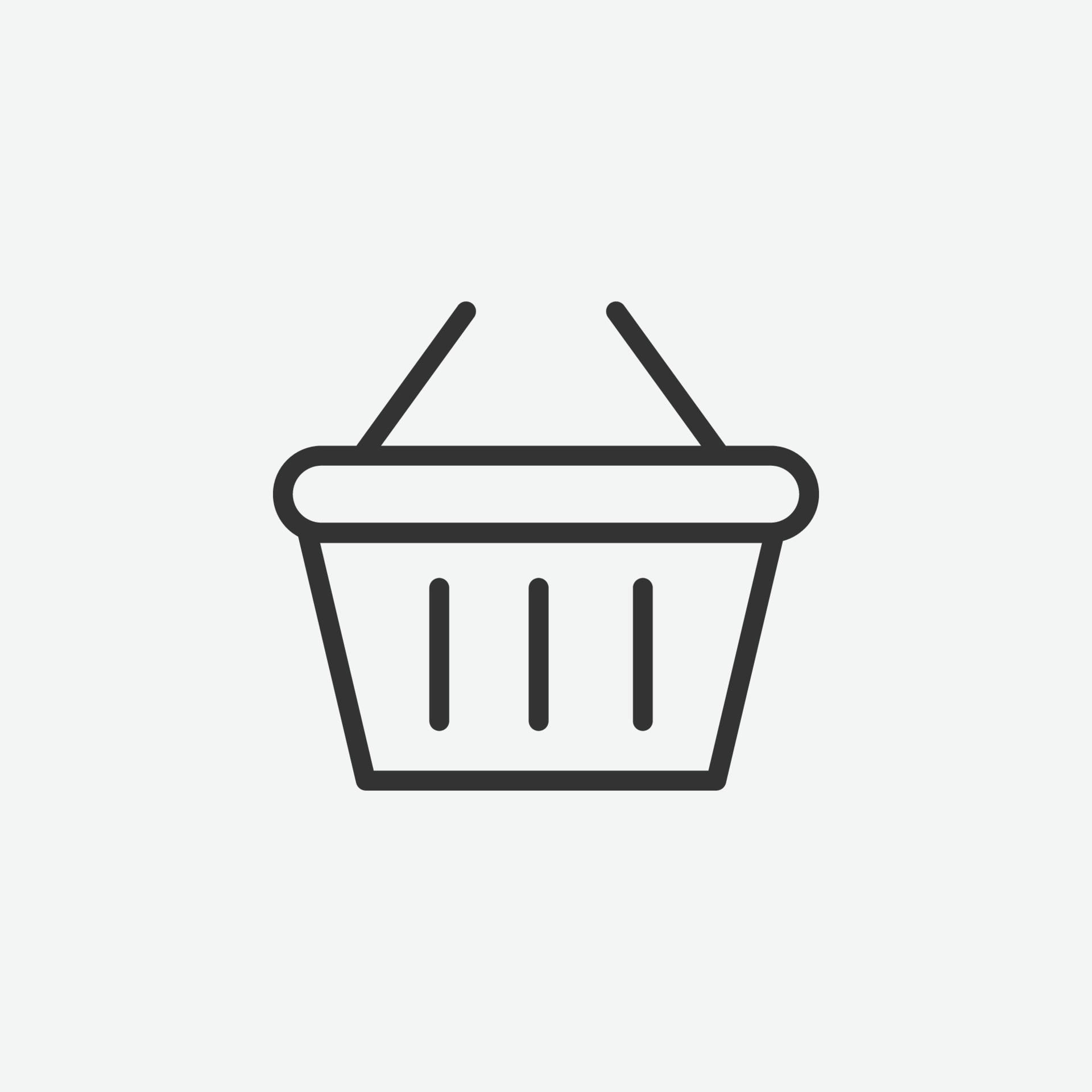 vector illustration of shopping basket icon on grey background for