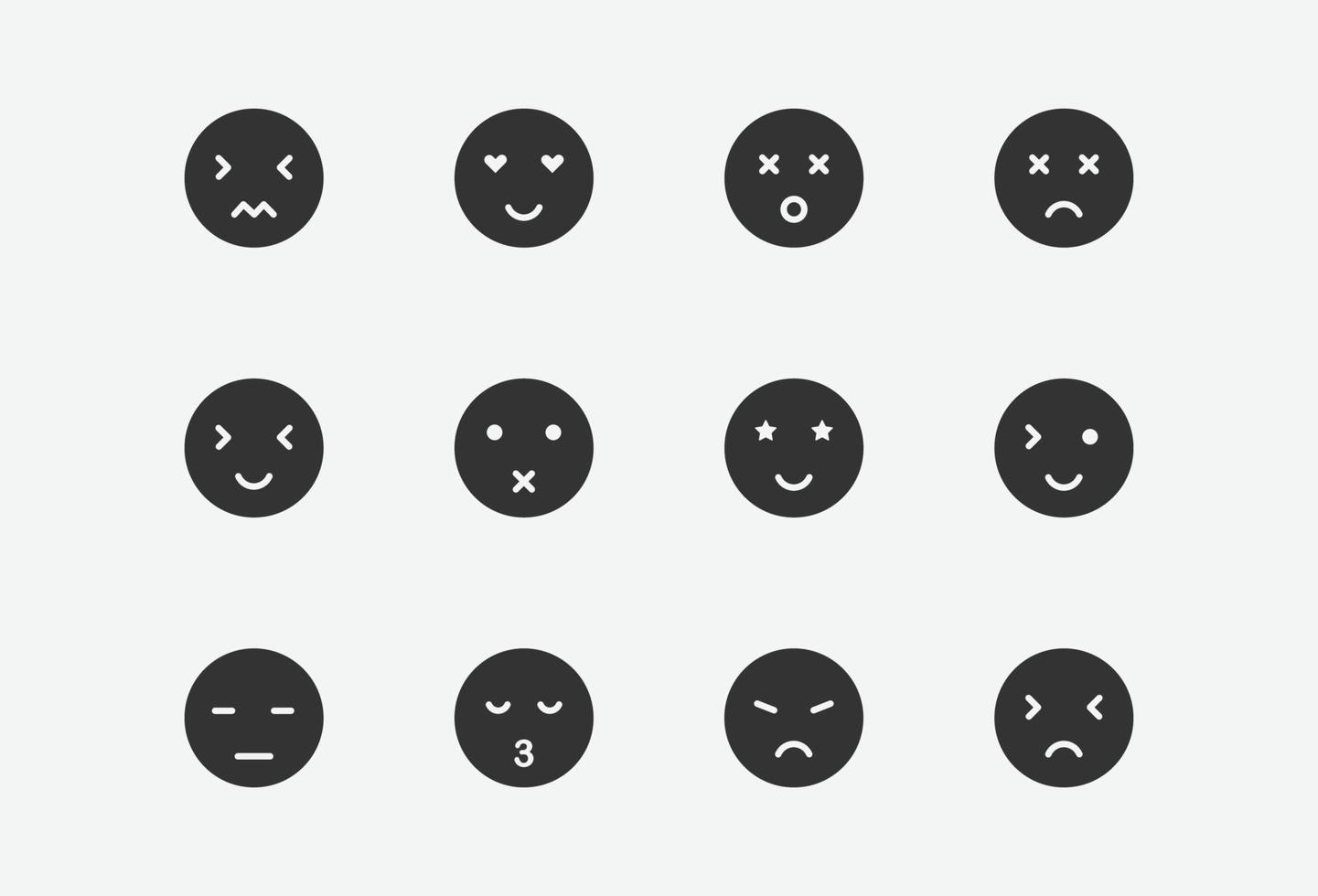 vector illustration of emoji icon set on grey background