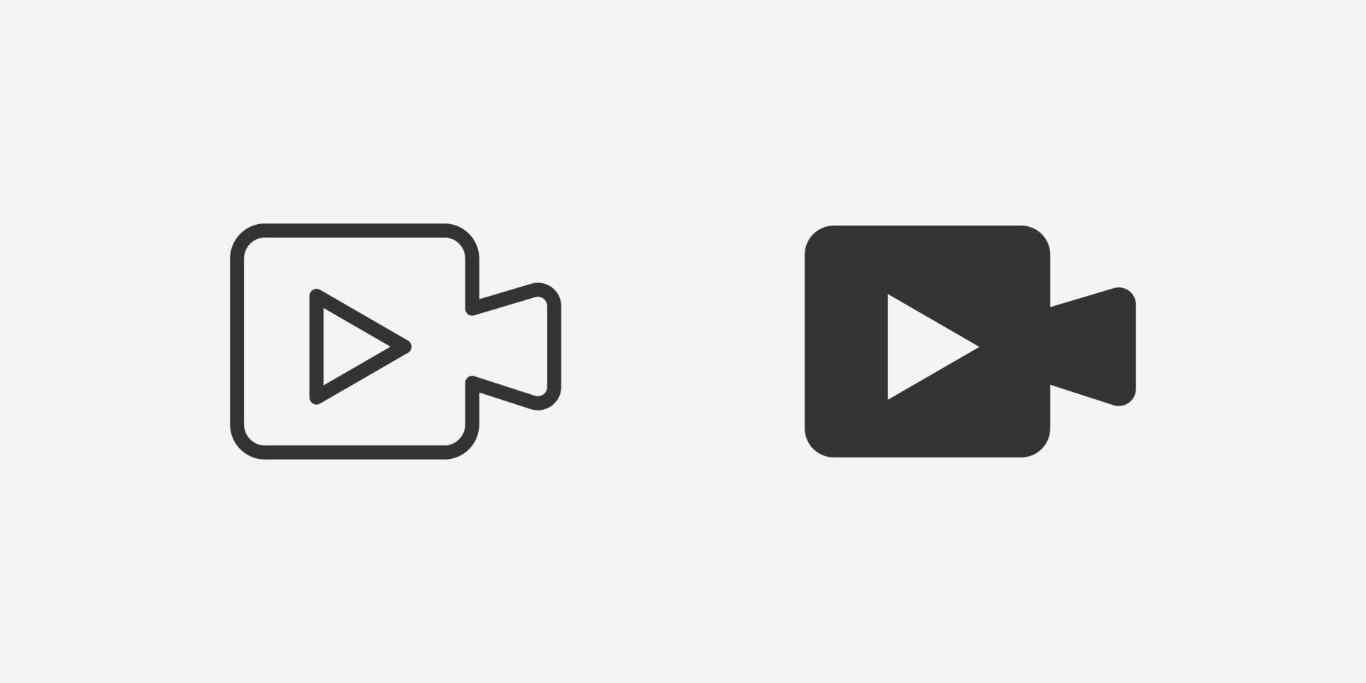 vector illustration of video camera icon set on grey background for