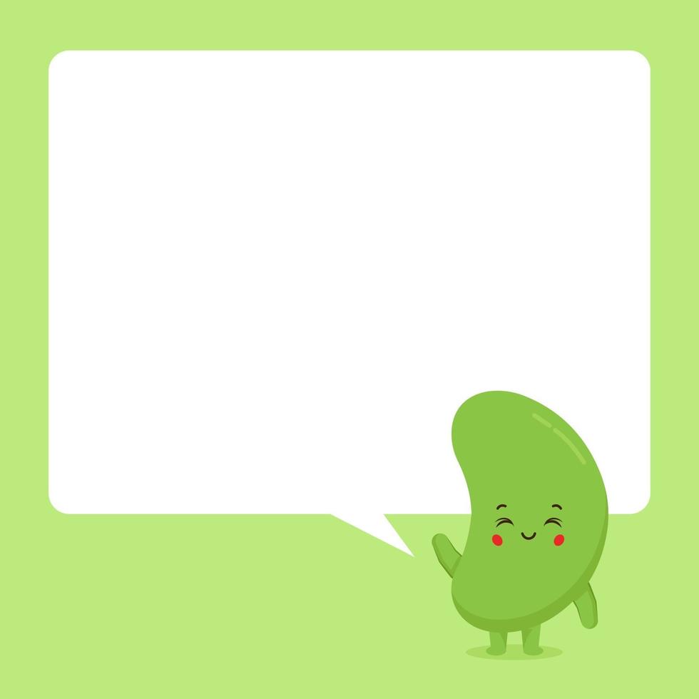 Cute Green Beans with Speech Bubble vector