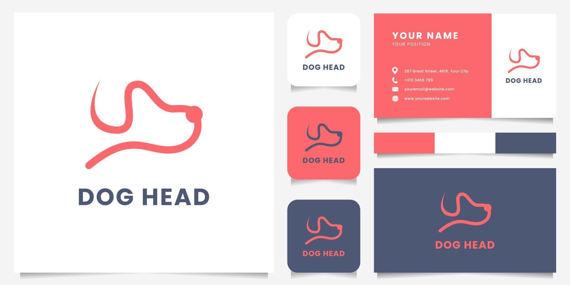 Simple and Minimalist Line Dog Head Logo with Business Card Template vector