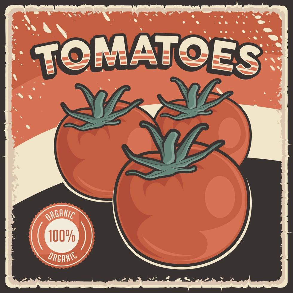 Retro Vintage Tomatoes Vegetable Poster vector