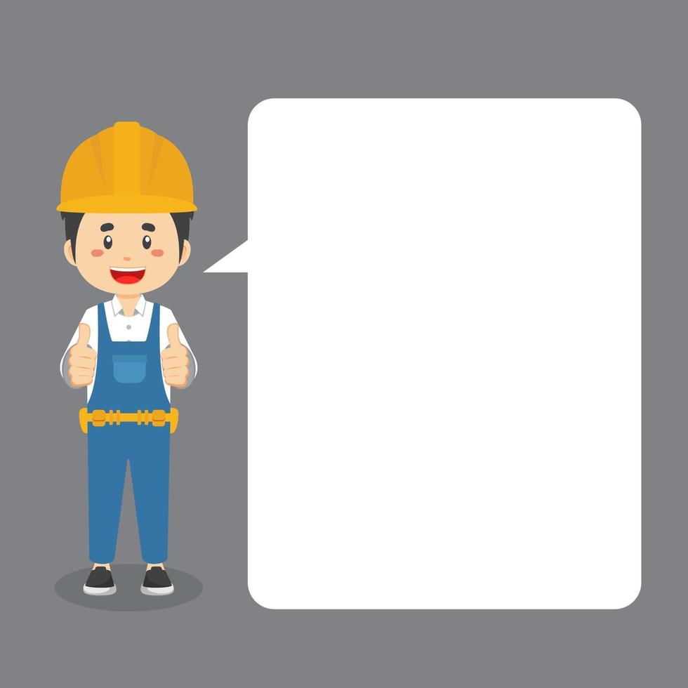 Construction Workers Making Thumb Up with Speech Bubbles vector