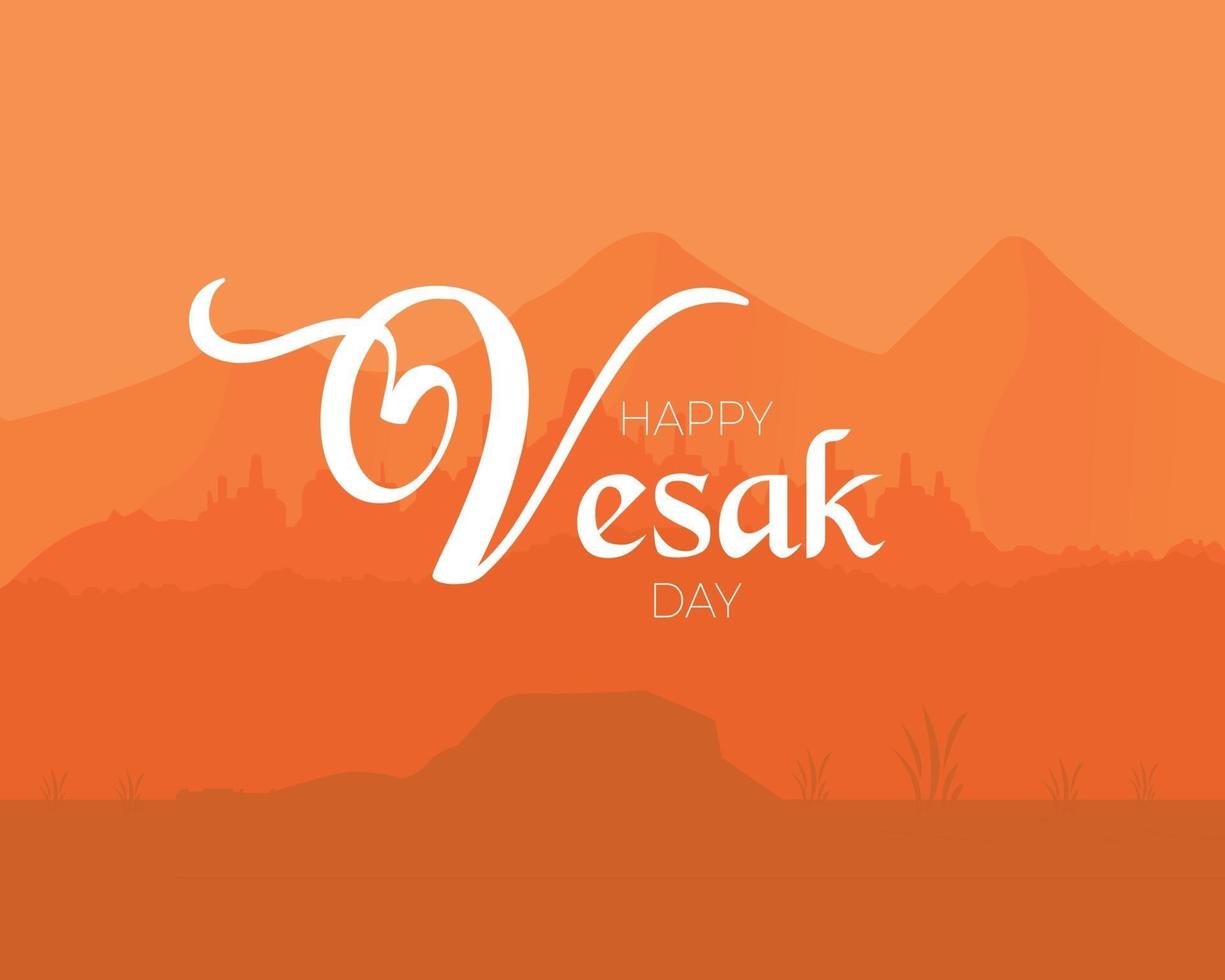 feliz día de vesak ilustración de paisaje vector