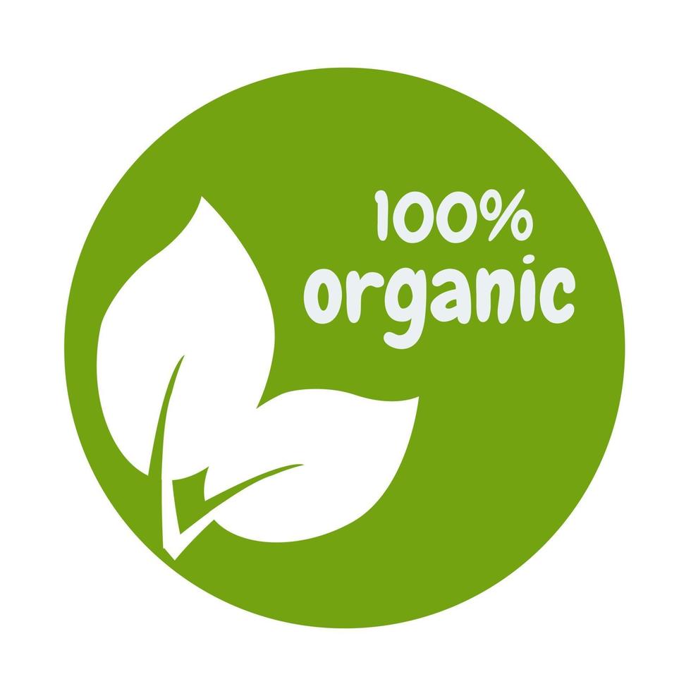 Diseño de vector de etiqueta orgánica de logotipo de hoja ecológica aislado sobre fondo blanco