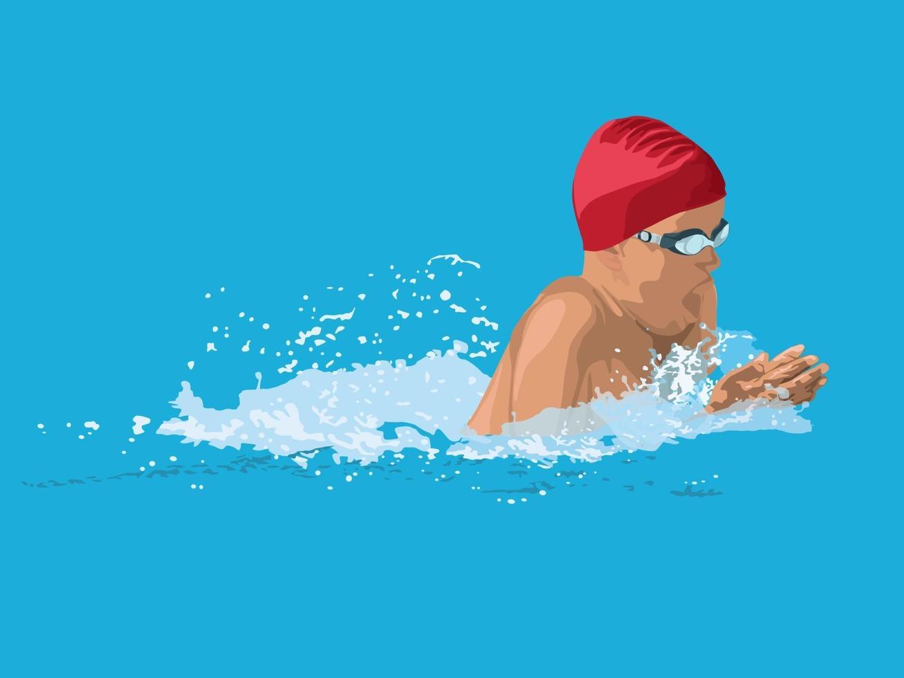 braza, natación, en, ilustración, gráfico, vector